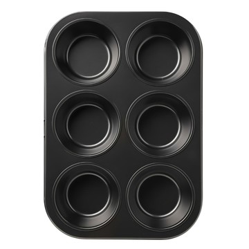 百貨King 三箭牌 迷你六連烤盤 圓杯形 鋼材+矽利康不沾塗層 耐熱220°C  19 x 28.5 x 3.1cm  1個