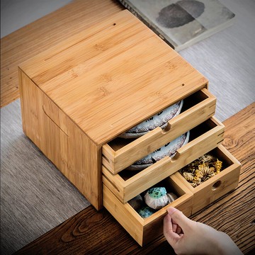 泡茶仔竹制多層茶餅收納盒普洱茶餅白茶餅存放器家用茶倉茶道配件