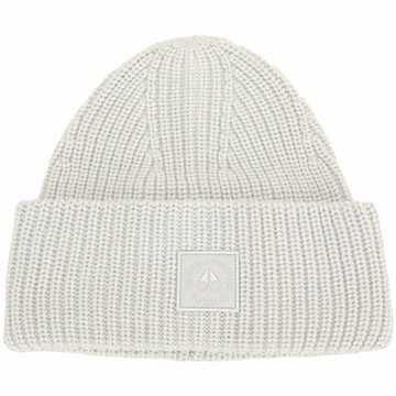Moose Knuckles 品牌刺繡補丁反摺美麗諾羊毛帽(灰色)