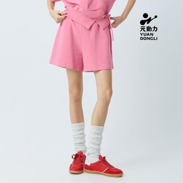元動力 休閒寬鬆棉質四分短褲(桃；S-L)
