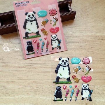 Marks Pokefasu PVC立體貼紙 (POK-ST2-PK 文青熊貓)