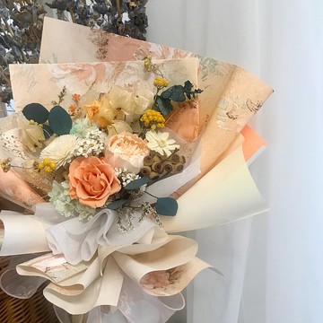 唯美油畫風質感花束 情人節 乾燥花束 母親節花束