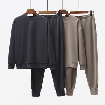 睡衣秋冬男士德絨保暖加厚家居服套裝寬松圓領衛衣衛褲兩件套外穿