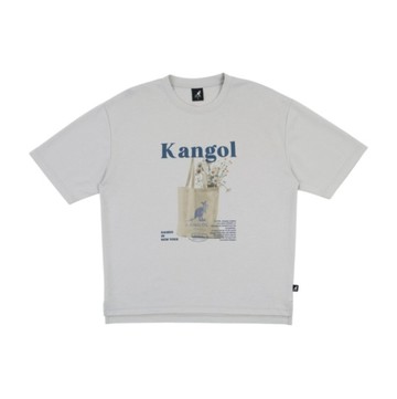 KANGOL 短T 淺卡其 雛菊 涼感 寬版落肩 短袖 上衣 女 6622101411
