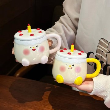 生日禮物陶瓷杯子高顏值蛋糕水杯送女朋友創意禮品家用可愛馬克杯