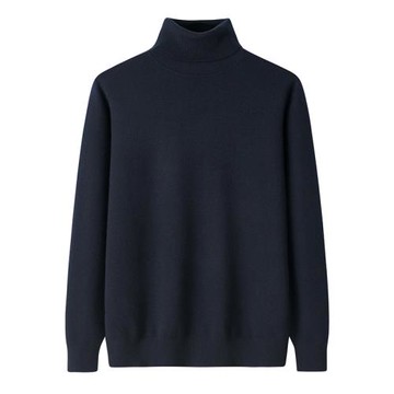 天貓正品~鄂爾多斯市精紡加厚100羊絨衫男高領黑色打底毛衣E2887