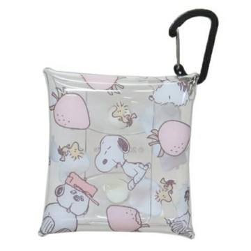 小禮堂 史努比 PVC扣式收納包附扣環 (草莓款)
