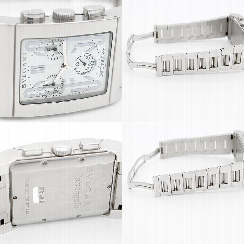 BVLGARI ブルガリ　美品　稼働品　レッタンゴロ　電池交換済⭐︎ 電池交換済み BVLGARI ブルガリ レッタンゴロ クロノグラフ