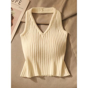 復古掛脖針織吊帶小背心女內搭夏外穿性感美背設計感小眾短款上衣