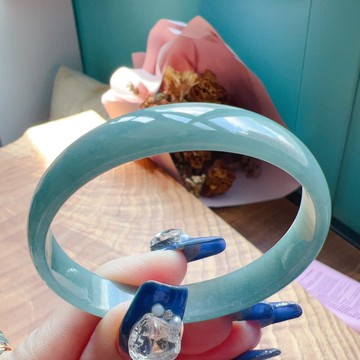 冰種藍水雪花棉翡翠手鐲 | 16圍 | 天然A貨翡翠 |  送禮