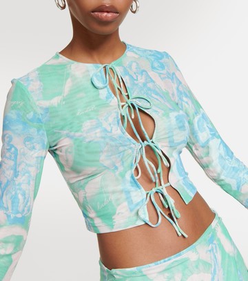 Rotate Printed mesh crop top