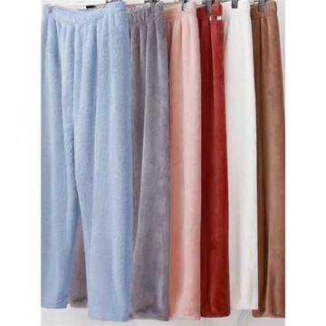 寬松珊瑚絨闊腿褲女冬季加絨加厚居家睡褲大碼直筒高腰百搭休閑褲