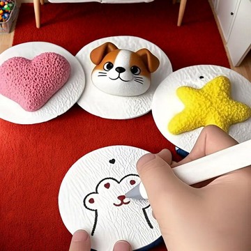 兒童DIY卡通發泡肌理畫材料包3D立體遇水膨脹繪畫紙手工木漿海綿