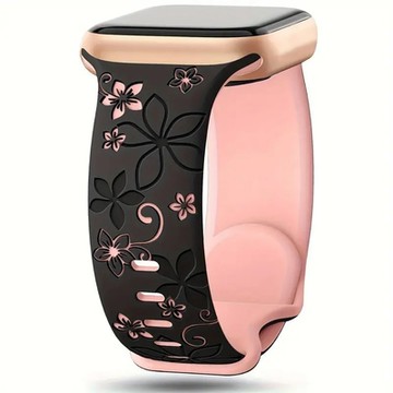 IN7 鐳雕壓花系列 Apple Watch 蘋果花八字扣矽膠錶帶 Apple Watch 38/40/41/S10-42mm