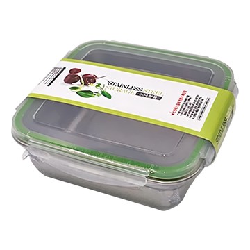 拍平方 不鏽鋼保鮮盒 正方形 304不鏽鋼材質 1200ml 18x18x7  1個