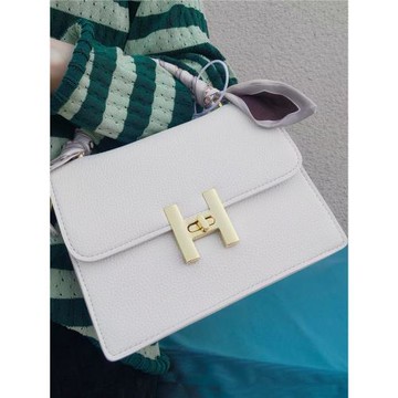 新款拼接時尚絲巾掛飾手提單肩斜挎托特包荔枝紋皮休閑女小方包