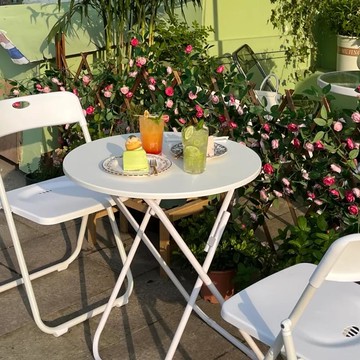 【便宜有好貨】圓桌子簡約折疊桌白色休閑洽談桌咖啡奶茶店北歐餐桌陽臺小圓桌椅