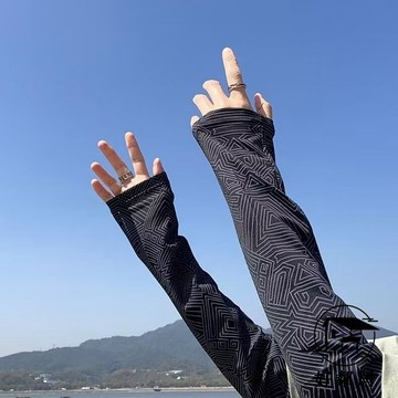 夏季必備💦防曬袖套 冰涼袖套  釣魚  機車手套 冰袖士防曬袖套女夏季防紫外線寬鬆薄冰絲套袖開車騎行面罩套AHLJ