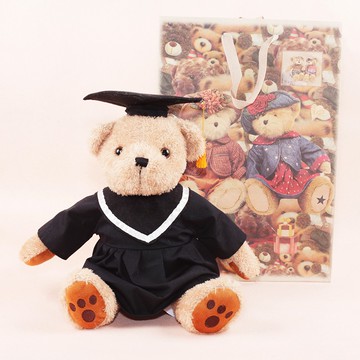 坐姿30公分 全身45公分 棕色畢業生泰迪熊 附小熊手提袋 博士熊 畢業服 小熊家族 泰迪熊專賣店