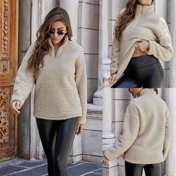 寬松立領拉鏈長袖t恤衛衣衫Loose zipper long-sleeved clothes