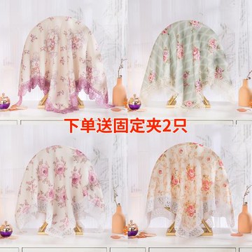 圓鏡蓋巾蓋布蕾絲紗布藝化妝臺臥室梳妝臺圓形鏡子布床頭柜防塵布