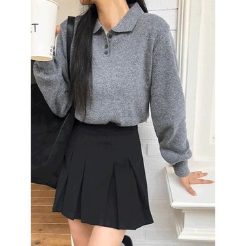 Codibook｜韓國 moaround 排扣polo領針織上衣［預購］針織衫 polo-shirt 女裝