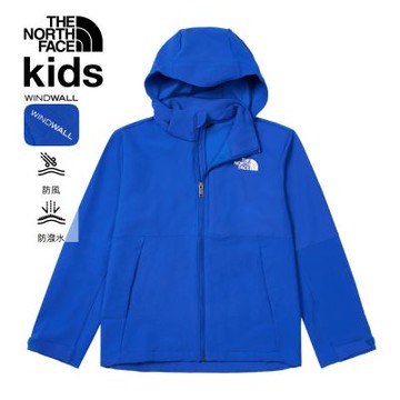 【The North Face 官方旗艦】北面兒童藍色DWR防潑水輕量風衣｜89XFCZ6