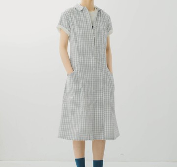 【圖書館少女】法式復古/書卷氣格紋/高密梭織棉質洋裝