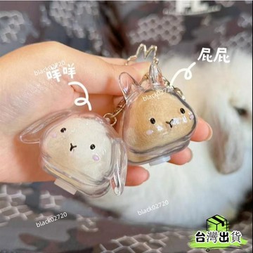 🌟臺灣24H 透明毛收納盒 透明兔毛收納盒吊飾扭蛋兔兔毛髮存放膠囊紀念收藏包鑰匙扣包掛件 收集毛瓶 毛吊飾 兔兔吊飾H