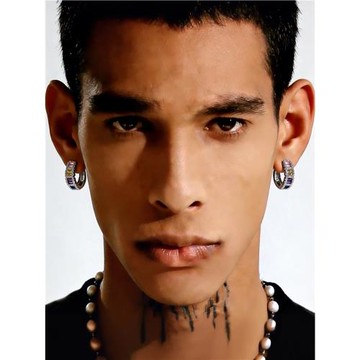 彩鉆耳環嘻哈男耳飾鑲鉆粉藍紫黃鋯石高級感銀耳飾美式rapper耳釘