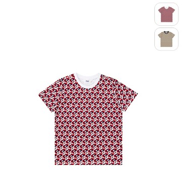 【FILA】KIDS 孩童款 短袖 棉質運動上衣-紅色 1TEX-8437-NV