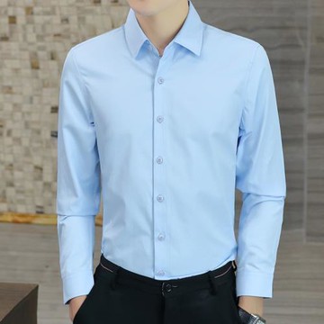 春秋季長袖襯衫男士商務休閑純色襯衣男裝職業正裝潮流百搭工作服