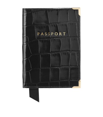 Aspinal Of London Croc-Embossed Passport Cover