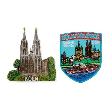 A-ONE 匯旺 德國科隆地標磁鐵刺繡套裝 聚酯纖維 2個Set  C113 + 47  大約 7.5 X 6 CM