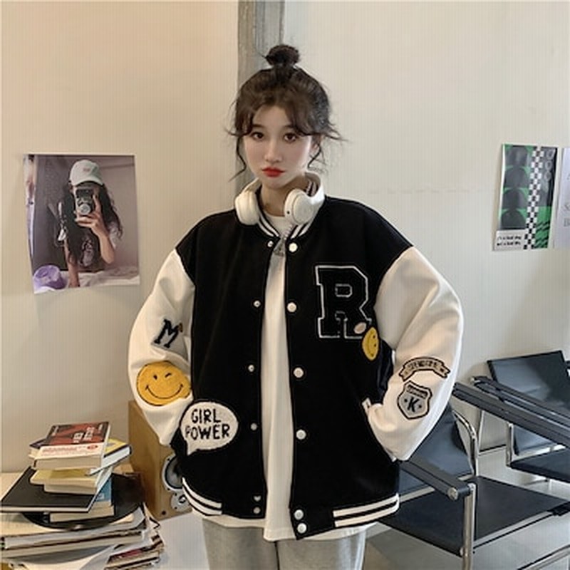 新作スタジャンレディースアウタージャケットカジュアル学院風 コート ゆったりスタ韓国ファッション 通販 LINEポイント最大1.0%GET | LINEショッピング 新作スタジャンレディースアウタージャケットカジュアル学院風 コート ゆったりスタ韓国ファッション 通販 LINEポイント最大1.0%GET | LINEショッピング