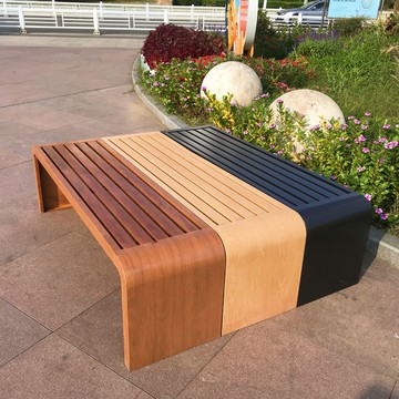 戶外長椅公園椅長條凳防腐木紋廣場園林庭院椅商場公共休閑排椅子