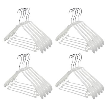 Life 北歐ins 乾濕兩用多功能防滑寬肩衣架10件組  40 x 20 x 3.5cm  白色  1組