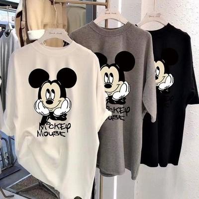 Disney Tシャツ レディース ディズニー ミッキー柄 半袖 トップス ゆるtシャツ 丸首 ロング丈 大きいサイズ プルオーバー カジュアル 着痩せ 上着 夏物 通販 Lineポイント最大get Lineショッピング