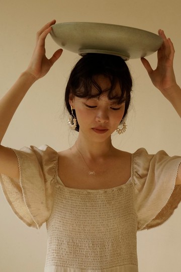 羅馬珍珠藍 耳環 / 耳夾可 珍珠 樹脂