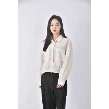 (M) ondo韓牌排扣白色長袖上衣二手衣