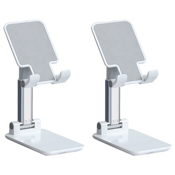 手機加重款支架 ABS+防滑矽膠+合金材質 穩固防晃動 可折疊/可升降  珍珠白  2個