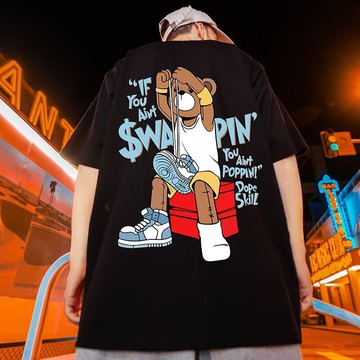 M-8XL 潮牌印花短T 日系 寬鬆 ins 大學T 情侶 大尺碼 印花t 五分袖 短袖男 男t 男生T恤（D2123）