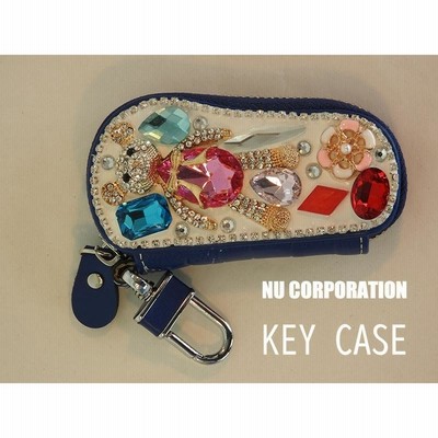 【在庫あり】ヌーコーポレーション キーケース レディース レザー 牛革 ビジュー くまちゃん ナスカン ブルー｜NR-3001BL