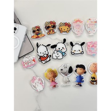 美黑Kitty貓氣囊磁吸支架適用MagSafe手機殼可愛卡通可伸縮吸附女