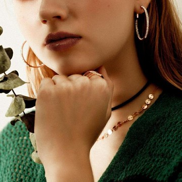 925銀針耳環女長款雙面帶鉆圓圈耳圈搭耳釘【聚物優品】