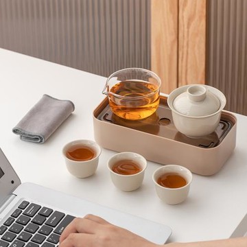 露營出差便捷旅行茶具茶盤套裝陶瓷快客杯一壺三杯家用戶外泡茶壺