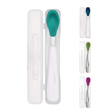 美國 OXO tot 攜帶型湯匙|隨行矽膠湯匙-附收納盒(多色可選)