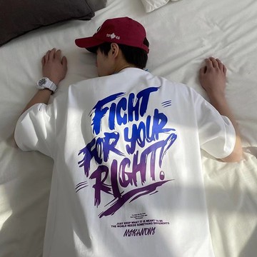 『癮品流行』日系潮流英文印花百搭五分袖 短T 新款超火 短袖上衣 短T 短袖男 短袖女韓版T恤