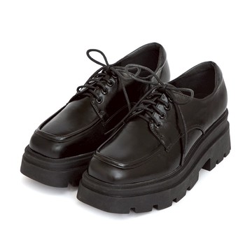 D+AF 霸總風格方頭厚底鋸齒德比鞋