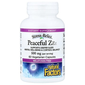 Natural Factors, Stress-Relax®，寧靜睡眠，500 毫克，60 粒素食膠囊（每粒膠囊 250 毫克）